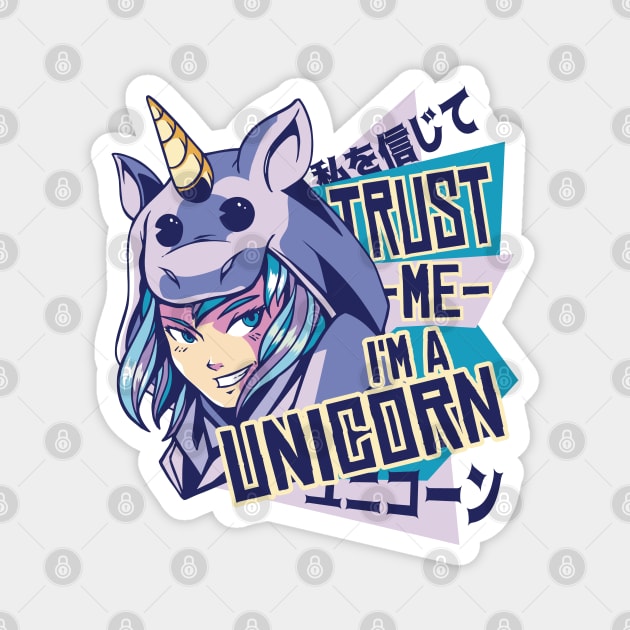 Trust Me I'm a Unicorn Kawaii Anime Manga Art Magnet by Kali Space