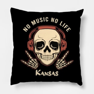 No music no life Kansas Pillow