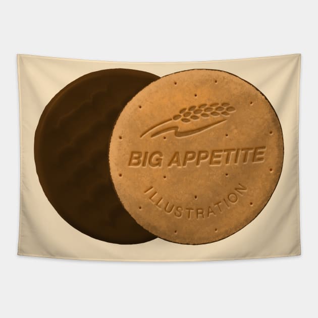 Big Appetite Chocolate Digestive Biscuit Tapestry by Big Appetite Illustration