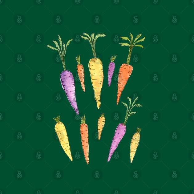 Watercolor Heirloom Carrot Pattern on Textured Cream by latheandquill