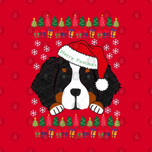 Ugly Christmas Sweater Bernese Mt Dog Santa by EMR_Designs