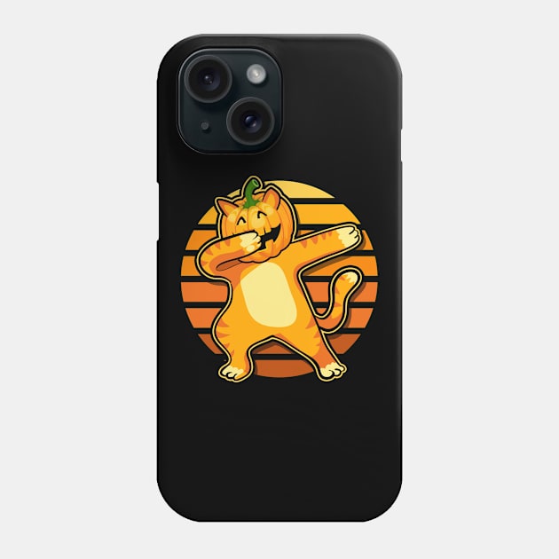 Dabbing Cat Halloween Pumpkin Dance Phone Case by RadStar