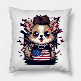 Cute Dog 4th Of July The Anarchist in the USA Pillow