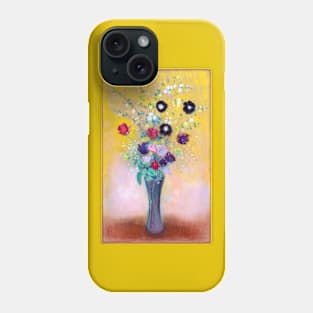 Flowers In Glass Vase Against Golden Yellow Background, Odilon Redon 1916 Phone Case