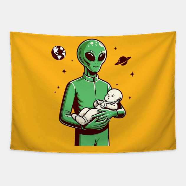 Alien carrying a baby Tapestry by Art_Boys