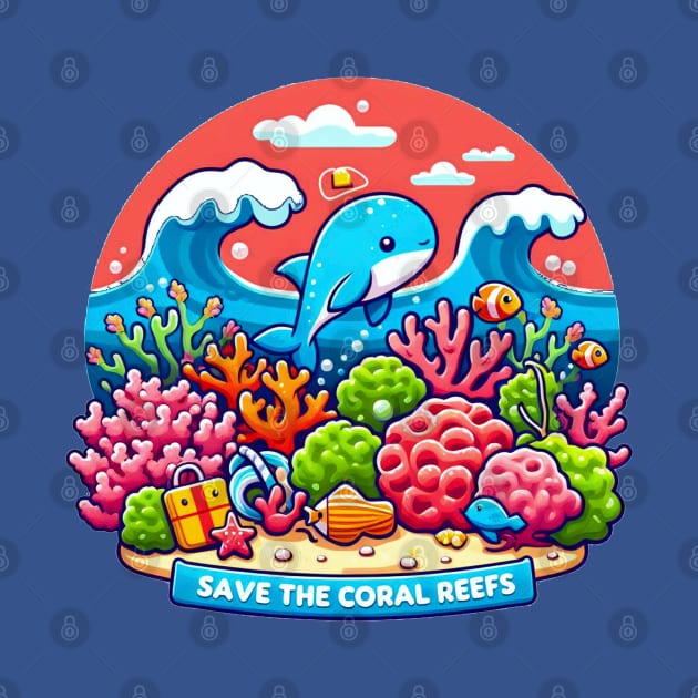 Save The Coral Reefs [Cute Whale] by JavaBlend