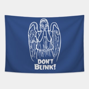 Don't Blink Winking Angel Bad Line Art in White Tapestry