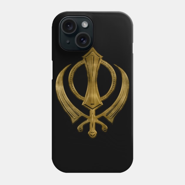 Vintage metal gold Khanda symbol Phone Case by Nartissima