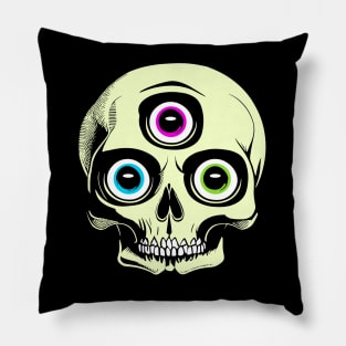 Psychic Third Eye Horror Skull Pillow