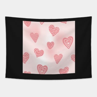 Textured hearts on soft blush pink background Tapestry