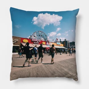 Coney Island Boardwalk NYC Summer Pillow