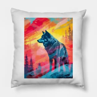 Wild Aura: Majestic Grey Wolf Pillow