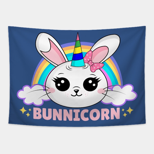 Bunny Unicorn Tapestry by Illustradise