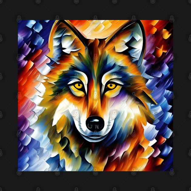 Neo-Impressionistic Wolf Face by Chance Two Designs