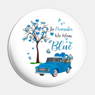 Diabetes awareness In November We Wear Blue Diabetes Truck Blue T1D Gift Pin