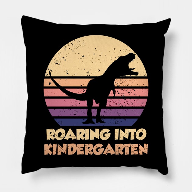 Retro Kindergarten Dinosaur Lover Pillow by PixelArt