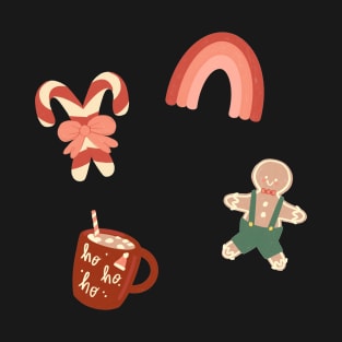 Sweet Treats Candy Cane, Gingerbread, Hot Cocoa Pattern T-Shirt