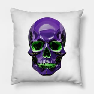 Roses of Darkness: Urban Stylish Green and Violet Skull Aesthetic Artwork for Halloween Pillow