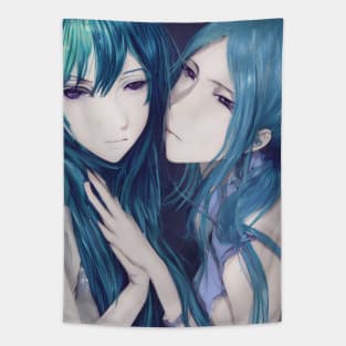 Two anime girls in love - lesbian or best girlfriend Tapestry