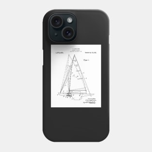 Sailing Yacht Patent - Sailor Lake House Decor Art - White Phone Case