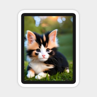 Cat in the Garden - Modern Digital Art Magnet