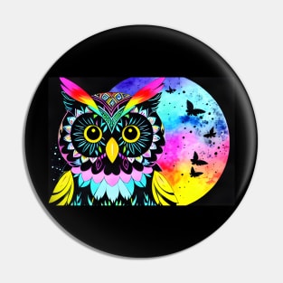 Owl - Rainbow Moon Pin