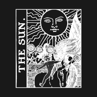 The Sun Tarot Card Black and White T-Shirt