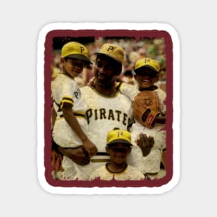 Roberto Clemente and His Son in Pittsburgh Pirates Magnet