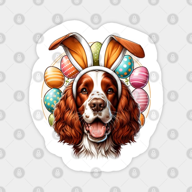 Welsh Springer Spaniel Embraces Easter with Bunny Ears Magnet by ArtRUs