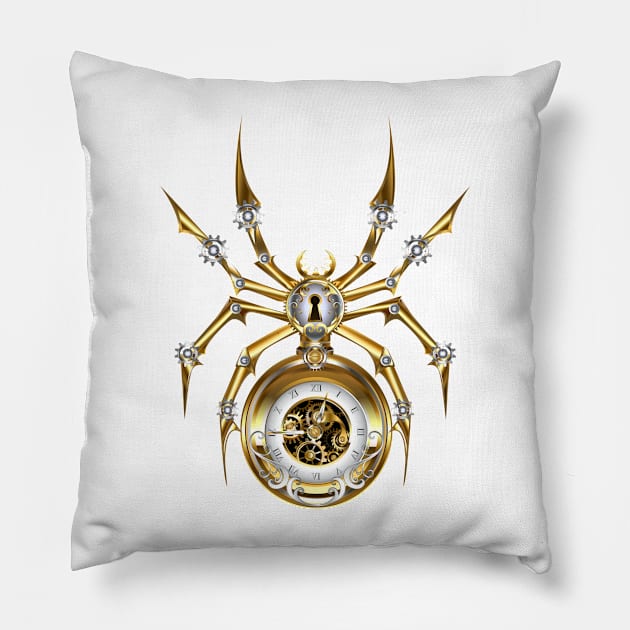 Spider with Clock ( Steampunk) Pillow by Blackmoon9