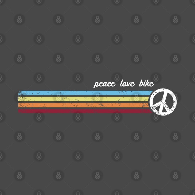 Retro Stripes Peace Love Bike by Jitterfly