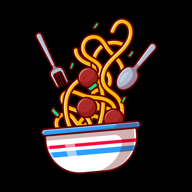 Floating Spaghetti Noodle With Meat Ball Cartoon by Catalyst Labs