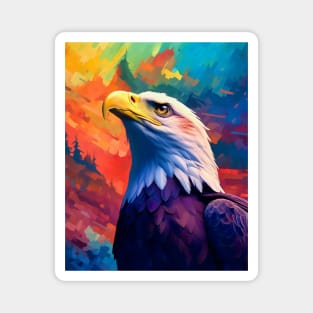 Majestic Eagle Silhouette: Freedom's Colors Magnet