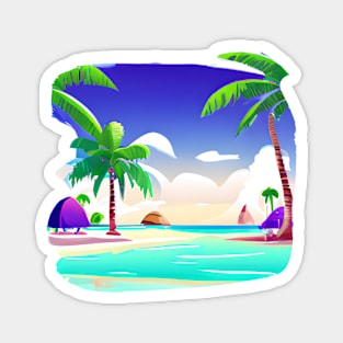 Summer lover, beach, palm trees. Magnet