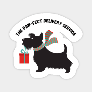 The Paw-fect Delivery Service, Christmas, dog, humor Magnet