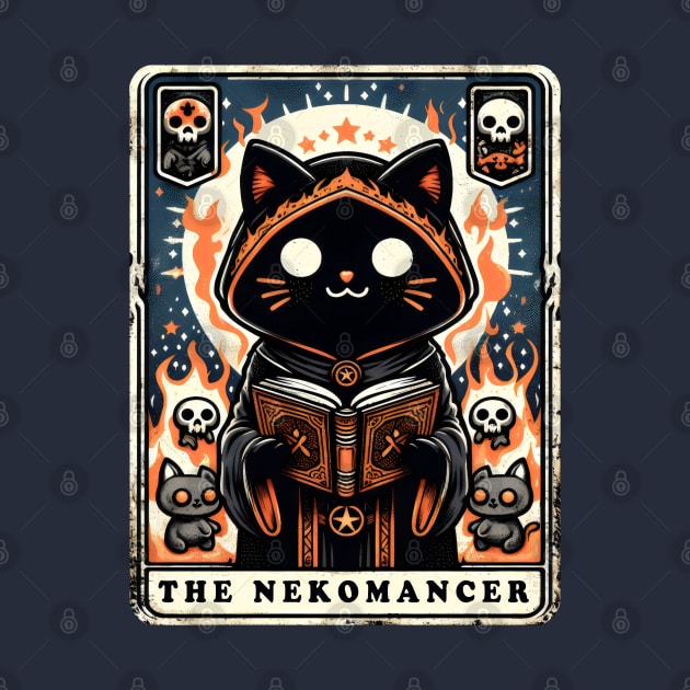 The Nekomancer Funny Necromancer Cat Anime Tarot Card Pun by Nature Exposure