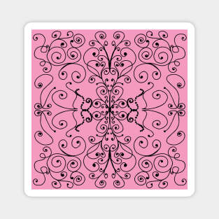 Pink Swirls and Dots Doodle Graphic Design Magnet