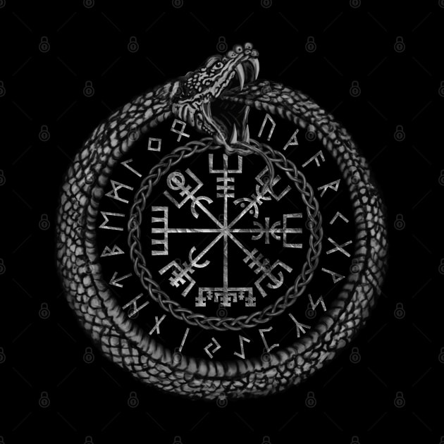 Vegvisir with Ouroboros and runes by Nartissima