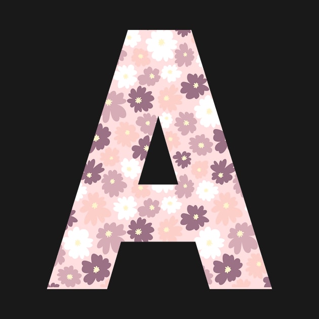 Letter A Purple Pink Flowers Background Design by BloomingDiaries