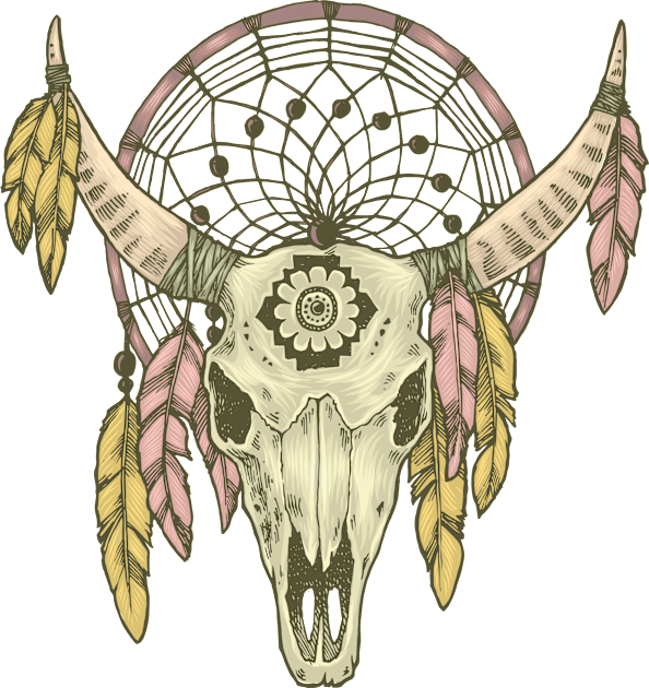 Magical Dream Catcher Skull Kids T-Shirt by Mystıc Store