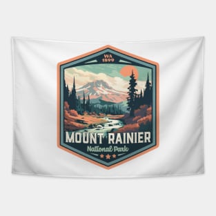 Mount Rainier National Park Vintage WPA Style National Parks Art Tapestry