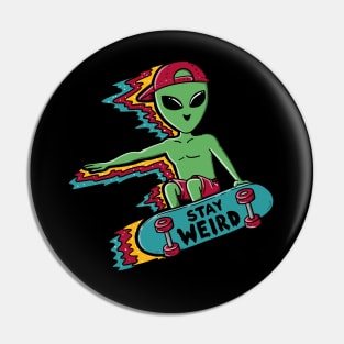 Alien and skateboard Pin