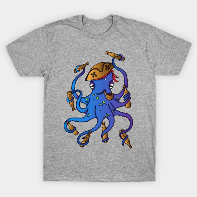 Nautical Drunken Pirate Octopus - Octopus Graphic - T-Shirt | TeePublic