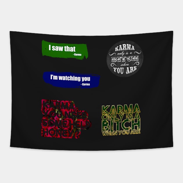 Funny karma quote stickerpack Tapestry by InkLove