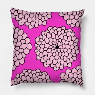 Large Flowers Print - Pink Magenta Pillow