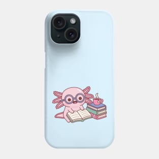 Cute Axolotl With Glasses Reading A Book Phone Case