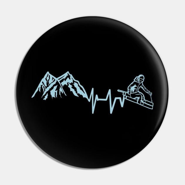 Ski and Mountains - Funny Wintersports Skiing Gift Pin by biNutz