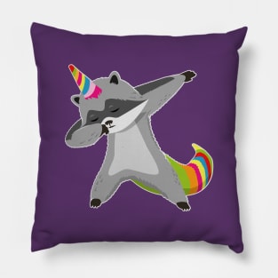 Raccoonicorn Unicorn Raccoon Dabbing Pillow