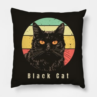 Black Cat Retro Pillow