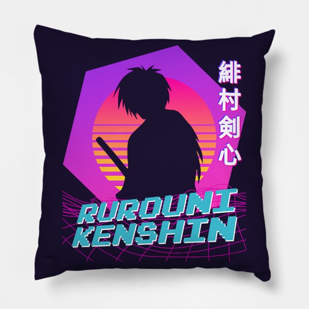 Rurouni Kenshin - Vaporwave Pillow by The Artz